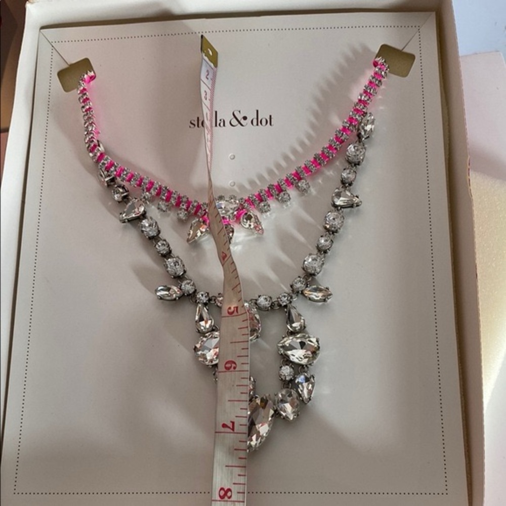 Stella &Dot NIB Statement Necklace Rhinestone - The Neon Dream - Picture 6 of 10